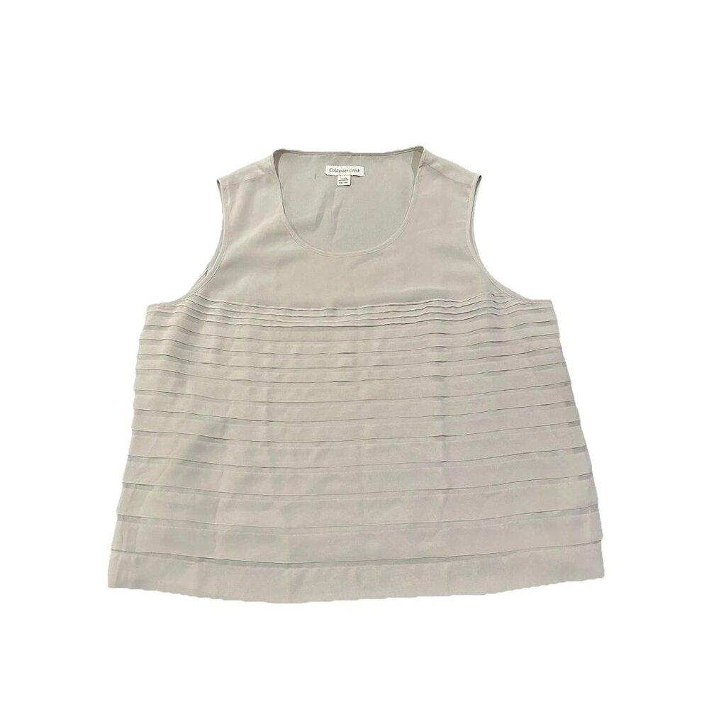 Coldwater Creek Women's Sz 18 Cream Colored Sleeveless Blouse With Pleat Detail